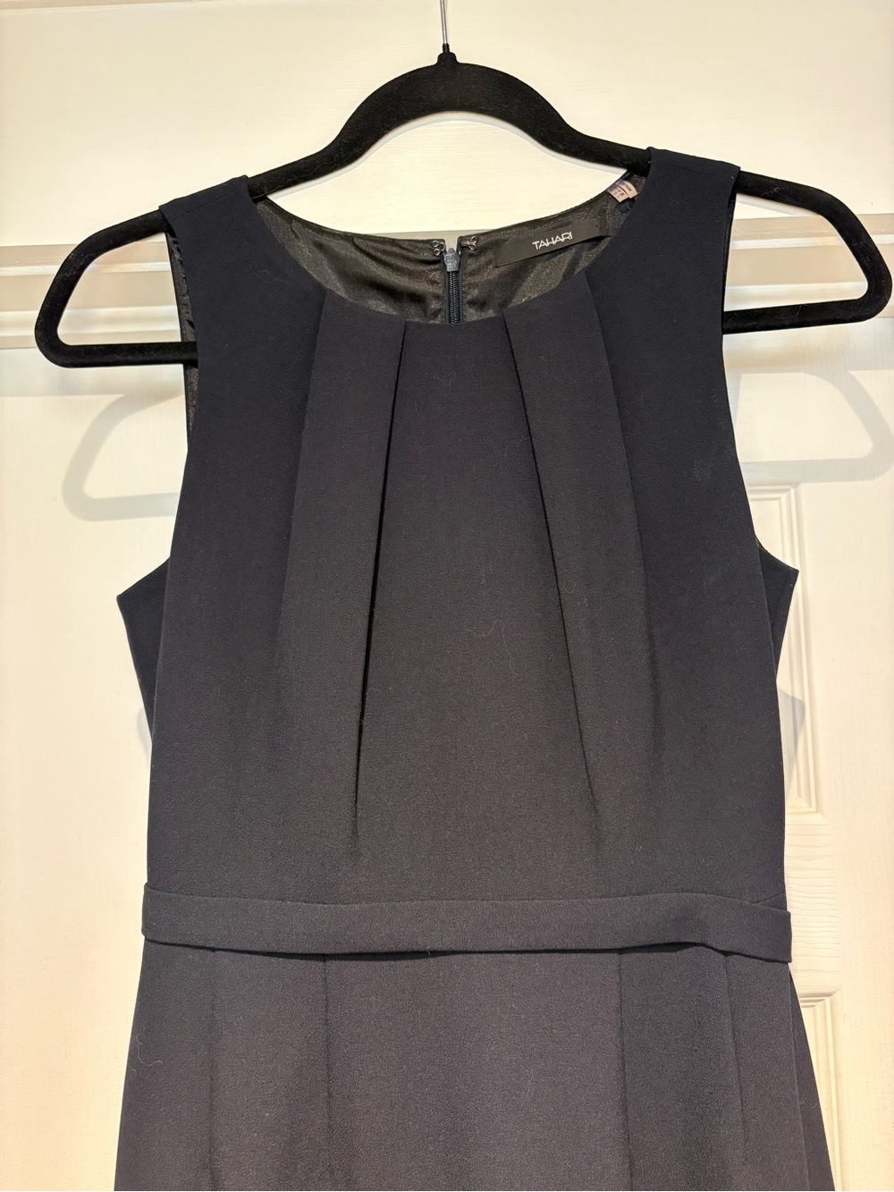 Tahari Navy Blue Sleeveless Sheath Dress - Picture 2 of 12